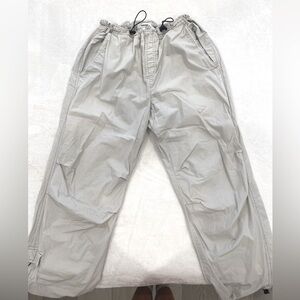 Beige Baggy Parachute Pants